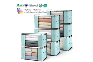 Factory Custom Foldable Blanket Clothes Storage Bag Clothes Storage Containers with Pvc Window for Organizing Clothing Pillows