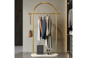 Modern Coat Rack for Home Use Single-Rod Clothes Hanger Vertical Drying Rack with Storage Bag for Bedroom Living Room