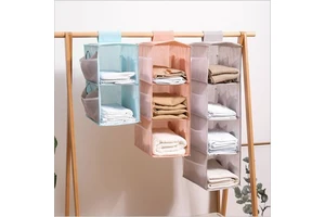 Clothing Storage Hanging Bag Double-sided Multi-functional Organizer With Mesh Bag Underwear Socks Bra Storage Bag for Wardrobe