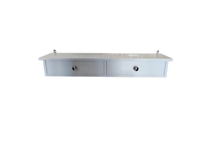 Wood Wall Floating Shelf with 2 Drawer, Hallway Storage Shelf, 65*15*10cm, White