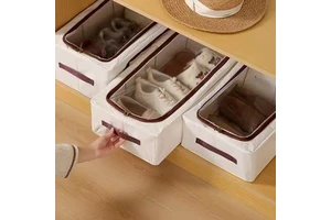 High Quality Foldable Shoe & Clothes Storage Container Under Bed Organizer Steel Frame PP Material Plastic Wardrobe Solution