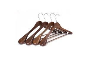 Custom Antique Closet Wooden Clothes Luxury Coat Suit Hanger With Wide Shoulder