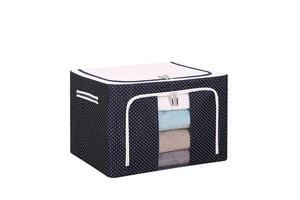 100L Wardrobe Foldable Clothes Storage Organizer Bag Large Capacity Waterproof Oxford Cloth Steel Frame Storage Box