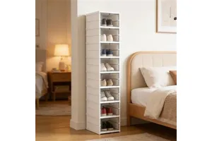 White Plastic Shoe Box and Storage Rack Versatile Shoe Rack Design