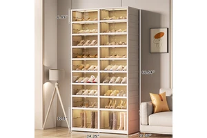 Wholesale Nine Layers Foldable Office Organizer Shoe Rack Installation-Free Plastic Stackable Cabinet Transparent Sneaker Box