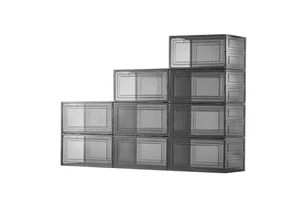 Clear Stackable Shoe Storage Boxes Plastic Containers for Sneakers High Heels Boots and Hats Transparent Black