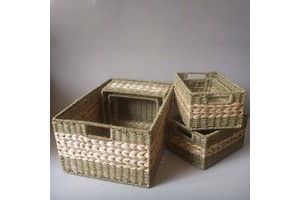 HS the Factory Sells Natural Water Hyacinth Hand Woven Storage Basket Custom Size and Color