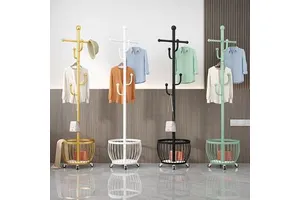 Floor-Standing Metal Coat Rack & Clothes Hanger Foldable Mobile Design for Bedroom and Entryway Storage