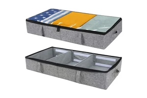 Adjustable Dividers Storage Organizer With Sturdy Structure Under Bed Storage with Clear Window for Clothes Blankets Shoes