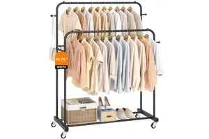 New Modern Black Luxury Steel Eco-Friendly for Portable Clothing Storage Coat Stand Floor Standing Display Rack Easy
