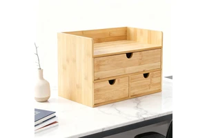 Customized Bamboo Desk Organizer, Mini Desktop Drawer Tabletop Storage Organization Box for Office Home Toiletries Supplies