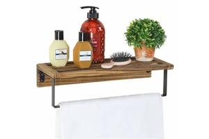 Fine Living Multifunctional Wall Mounted Wooden Bathroom & Living Room Storage Rack Towel Rack Foldable Design Large Capacity