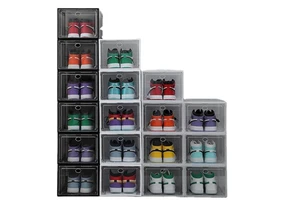 Modern Premium Clear Drawer Case for Bedroom Foldable DIY Stacking Shoe Storage Box with Hangers