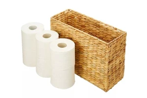 Wholesale Factory Direct Price Bamboo Rectangle Bohemian Style Handwoven Toilet Roll Holder 10-20L Capacity Storage