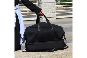 Custom Size Logo Neoprene Overnight Travel Duffel Duffle Weekender Zipper Tote Shoulder Bag With Botton Shoes Compartment