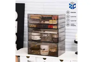 Factory OEM ODM Clear Desktop Dresser Drawer Cosmetic Organizer Makeup Plastic Storage Box Eco-friendly Durable