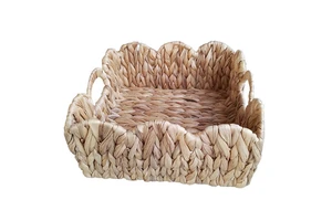 Nordic Desktop Rectangular Straw Woven Knitted Storage Basket for Stationery Remote Control Sundries Organization