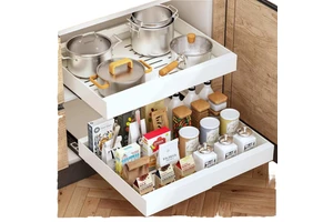 Metal Drawer Sliding Expandable Cabinet Pull-out Cabinet Organizer Big Capacity Under Sink Storage Organizer