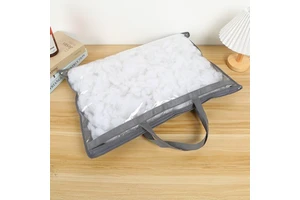 Customizable Handheld Non-Woven Clothing Storage Bags Transparent PVC Zipper Pillow Home Textile Packaging Bag