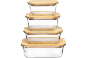 Airtight Glass Food Storage Jars With Bamboo Lid, BPA-Free Borosilicate Kitchen Canisters, Eco-friendly Spice Cereal Organizer