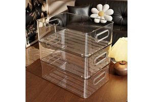 Stackable Clear Acrylic Cosmetic Storage Bins with Handles Multi - Purpose Organizer for Skincare Makeup