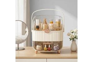 Luxury Plastic Cosmetic Organizer Dustproof Large Capacity Lid Elegant Desktop Storage Box for Lipstick Skincare Makeup