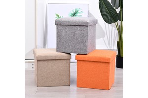 Folding Storage Ottoman Stool Box Clothes Shoes Organizer Bins