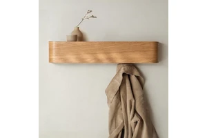 Modern Wall Mounted Wooden Coat Rack with Single Board Design Space Saving Entryway Clothes Hanger for Living Room and Hallway