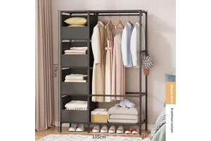 Multi Layer Simple Coat Rack Curtain Storage Rack, Bedroom White Bedroom Clothes Storage Cabinet White-collar Clothes Hanger