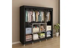 Foldable Assembling Wardrobe Cheap Non Woven Canvas Cabinet Folding Portable Wardrobe Bedroom Cloth Wardrobe