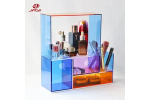 Factory Wholesale Custom Colorful Large Acrylic Cosmetic Organizer Makeup Storage Box with Drawer