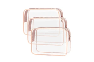 Wholesale Custom Logo Waterproof Women's Makeup Travel Toiletry Cosmetic Zipper Bag Custom Logo Clear Pvc Cosmetic Bags
