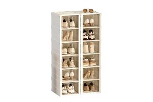 Foldable PP Shoe Storage Box Portable Waterproof Large Capacity Folding Shoe Rack with Magnetic Clear Door for Closet