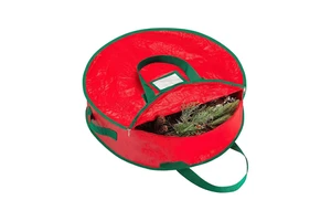 Eco-Friendly Polyester Christmas Wreath Storage Bag-30 Inch Durable Waterproof Zipper Reinforced Handles for Holiday Decor