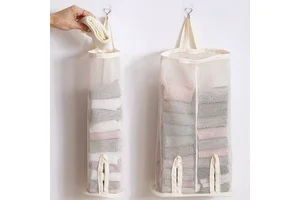 Polyester Wardrobe Underwear Organizer Single-Tier Hanging Storage Bag with Mesh for Bra Socks for Student Dormitory Living Room
