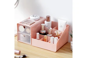 Multi-Function Cosmetic Storage Box Desktop Plastic Storage Bins for Vanity Organization and Storage