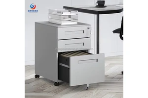 Modern Lockable Mobile Pedestal Cabinet 2 Tier Metal File Storage Organizer Under Desk Office Furniture