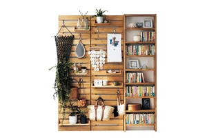 Japanese Style Solid Wood Perforated Wall Storage Entrance Wall Shelf Kitchen Display Rack Bookshelf Freely Combined QM400