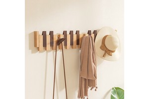 Houselin Piano Style Home Decor Tilting Coat Hanger Wall Mounted Solid Wood Coat Organizer Rack
