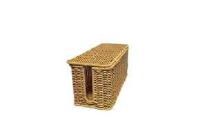 Pastoral-Style PP Rattan Cable Management Box - Lidded Hidden Storage for Power Strips & Wires