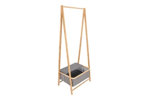 Modern Bamboo Clothes Rack Coat with a Storage Box for Storage Organizer