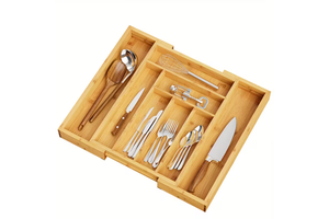 Bamboo Kitchen Drawer Knife Silverware Cutlery Spoon and Fork expandable bamboo drawer organizer
