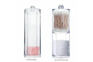 Organizer Cosmetic Storage Box Storage Box for Round Transparent Portable PS Container with Two-Layer Acrylic Organizer Cotton
