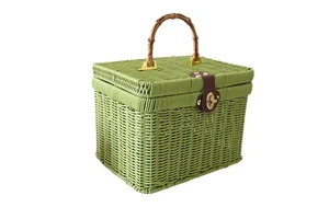 Wholesale Portable Woven Picnic Basket with Lock & Lid Customizable OEM ODM Storage Basket for Festival & Corporate Gifts