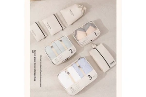 Seven-Piece Modern Minimalist Cube Polyester Travel Organizer Set Portable Bags For Sorting Clothes Shoes-Luggage Storage For