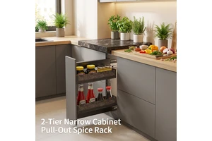 Tool Free Easy Install Pull Out Spice Rack Aluminum Kitchen Furniture Hardware DIY Cabinet Organizer
