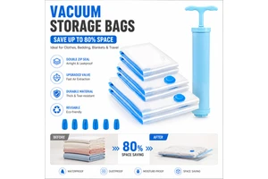 N- Limited-Time Clearance Foldable Vacuum Storage Bags for Clothes& Bedding , Space-Saving Compression Clothing Organizer
