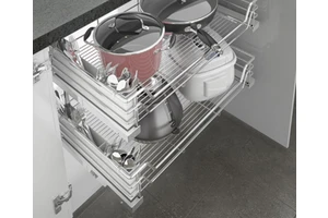 Storking Stainless Steel Wire Pull Out Basket Four Sides Organized Kitchen Storage Drawer Organizers