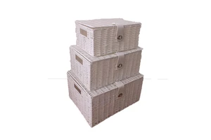 Resin Storage Basket with Plastic Rope Rectangle Woven Basket for Kitchen Bathroom Living Room or Wardrobe Food Safe