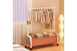 Luxury Modern Space-Saving Iron Coat Rack for Hotel Use Multifunctional Bedroom Standing Rolling Clothing Rack